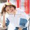 Women European style long sleeve white color button down shirt