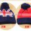 sales cheap UK flag knitted winter hats with ball top pom pom