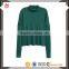 Green Ribbed Crew Neck Relax Fitted Wool Sweater Design for Girl with Dropped Sleeves