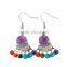 Chakra Amethyst Natural Stone Crown Drop Earrings