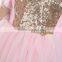 factory wholesale hot seling paillette baby dress,pink lovely kids dress,ruffle sleeve party children dress MC6030301