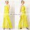 yellow flowing halter long fashion party dress graduation dress