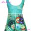summer green v neck two piece floral high waist custom printed swimsuit