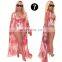 Mesh Sexy Two Piece Set Women Dollar Print Skinny Outfits Long Sleeve Cloak Bodysuit And Pants Beach 2 Piece Set Summer