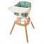 Baby Infants Toddlers High Chair  with Removable Tray and Adjustable Legs Wooden High Chair