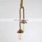 Rustic vintage hemp rope lighting pendant light electric cable haing lamp