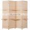 6 ft Tall Beige Woven Bamboo Room Divider Folding Privacy Screens Partition Wall with 2 Display Shelves