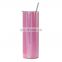 wholesale 20oz vacuum insulated glitter skinny stainless steel reusable slim blank sublimation cup