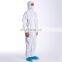 Factory Directly Supply Coverall Jumpsuit With Hood SMS/Microporous/PP Material  Waterproof Disposable Coverall Uniform