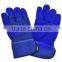 Industrial Safety Cow Split Leather Working Gloves Blue Cuff