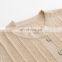 Women's Casual Solid Pattern Knit Crew Neck Pullover Winter Ribbed Cashmere Sweater with Button Decoration OEM Service Available
