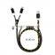 Colorful High Speed Flat Zipper 2 in 1 Data Micro USB Cable