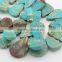 SM3112 Wholesale Top Drilled Aqua Blue Imperial Jasper Teardrop Slab Slice Beads