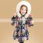 2015 new fashion korea style floral print long girls clothing children down jackets kid clothes