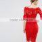  Off Shoulder Crochet Ladies Dresses With Frill Sleeve