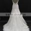 French cording over lace with sequin beading A-line long train wedding dress