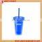 2016 Promotional 16 oz Double Wall Plastic Tumbler with straw