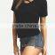 SheIn Fashion Summer Girls Laides New Design Plain Black T Shirt