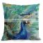 beautiful peacock feather linen cushion cover 45cm throw pillow case christmas decoration for sofa bed chair