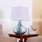 India style polyresin base gold mercury glass lamps with bell shape and waisted round fabric shade for home decor