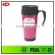 400ml thermos double wall translucent plastic travel mug with handle