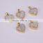 Charm Quartz Druzy Pendant, Heart Pendant, Gold Plated White AB Crystal Drusy Quartz Gemstone Pendant, For Jewelry Making
