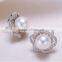 Silver Earring Bowknot Earring ,Real Pearl Earrings,Pearl Cluster Earrings
