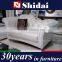 New Classic Top Grain Leather Luxury Wedding Sofa Set Tufted Rolled Arm Curved Back