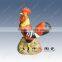 Chinese style excellent quality rooster crowing white ceramic sculpture for art collection