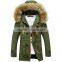 Custom warm fur-collar jacket cotton padded unisex winter parka jacket