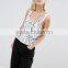 Oil Print Scoop Back Drop Womens Blank Dropped Armhole Tanks