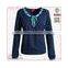 Ladies high fashion long sleeve 100% cotton t shirt design