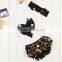 Boutique 3 pcs ruffle top bloomer headband sets fancy gold polka dot baby outfits