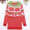 Fashionable design long style red snowflake patterns ladies Christmas sweater