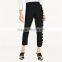2017 oem eco-friendely pink cropped flowing frilled women's trousers