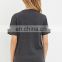 Best Price Latest Fashion Women Summer O-Neck Short Sleeve Cotton Bead Gray T-Shirts