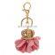 Rhinestone crown golden flower key chain for woman