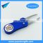 Blue color divot repair tool switch blade with custom ball marker.