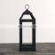 Middle size black iron frame and slanted glass panels metal lantern candle lantern for home wedding decoration centerpiece