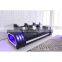 1+2+3 Luxury LED lights modern leather lounge sofa set design home furniture