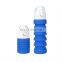 Eco-friendly 500ML BPA Free Silicone Foldable Sports Bottles Outdoor Bike Drinking Plastic Collapsible Water Bottle