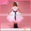 Pink long feather flower girl tutu dresses with high lines for young girl