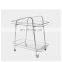 Luxury Hotel Furniture Dining Room Stainless steel Bar Cart Serving Tea Trolley with 2 Layers Transparent Glass