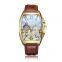 SEWOR 577 Mens Business Automatic Mechanical Watches Understated Luxury Moon Phase Brown Leather men Wristwatch