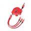 Universal Retractable 3 in1 Multi Usb Charging Cable  Flexible  data Cable for iphone/Type C/Android