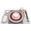 Elegant Gold Rimmed Red Bone China Ceramic Dinnerware Plate For Wedding And Home Decoration