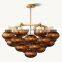 CABRETTE Amber Glass Round Farmhouse Chandelier Dining Room Modern Glass Drop Light Fixture Bedroom Closet Living Room