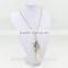 2015 Fashion Conch Design Crystal Pearl Pendant Necklace Golden Long Thin Chain Necklace