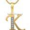 new style personalized yellow gold plated diamond initial letter pendant necklace high quality cheap pendant for men and women