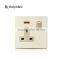 Gold Satin Metal With LED Light 1 Gang 3 Pin 13A UK Electrical Switch and Socket